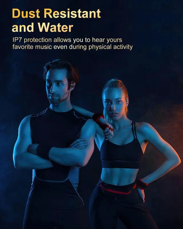 Alt view image 6 of 7 - Wireless Earbuds Bluetooth 5.4 Headphones Sport Over Ear Buds With ENC Noise Cancelling Mic 48H Wireless Earphone With Earhooks Stereo Deep Bass IP7 Waterproof ear bud for Workout Running Black