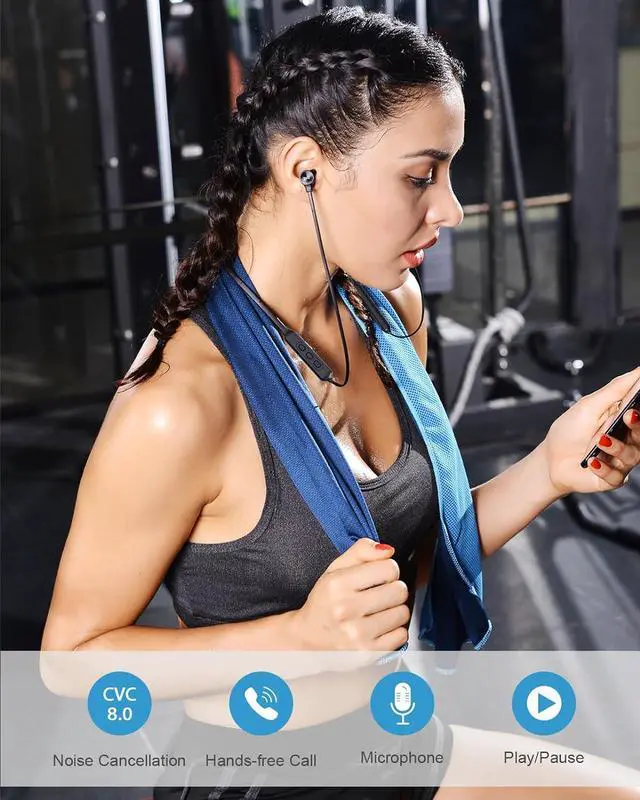 Alt view image 5 of 7 - NANAMI Earbuds, Update Bluetooth Wireless Headphones, IPX7 Waterproof, in-Ear Earphones with Mic, Magnetic Neckband, HiFi Stereo Deep Bass Noise Cancellation Headsets,18 Hours Playtime for Gym,Sports