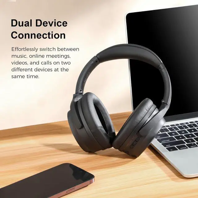 Alt view image 6 of 7 - Edifier WH700NB Wireless Active Noise Cancellation Over-Ear Headphones, Bluetooth 5.3 Foldable Lightweight Headset, Dual Device Connection, 68-Hour Battery Life, for Travel, Home Office - Black
