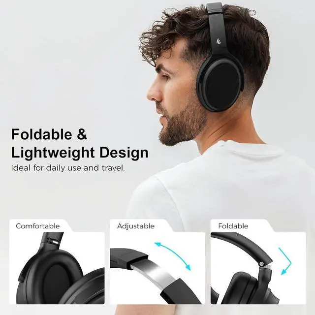 Alt view image 7 of 7 - Edifier WH700NB Wireless Active Noise Cancellation Over-Ear Headphones, Bluetooth 5.3 Foldable Lightweight Headset, Dual Device Connection, 68-Hour Battery Life, for Travel, Home Office - Black