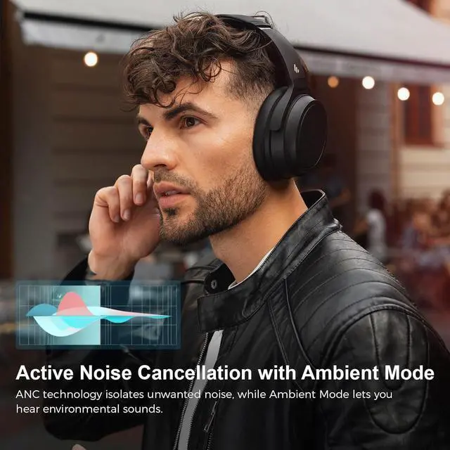 Alt view image 4 of 7 - Edifier WH700NB Wireless Active Noise Cancellation Over-Ear Headphones, Bluetooth 5.3 Foldable Lightweight Headset, Dual Device Connection, 68-Hour Battery Life, for Travel, Home Office - Black