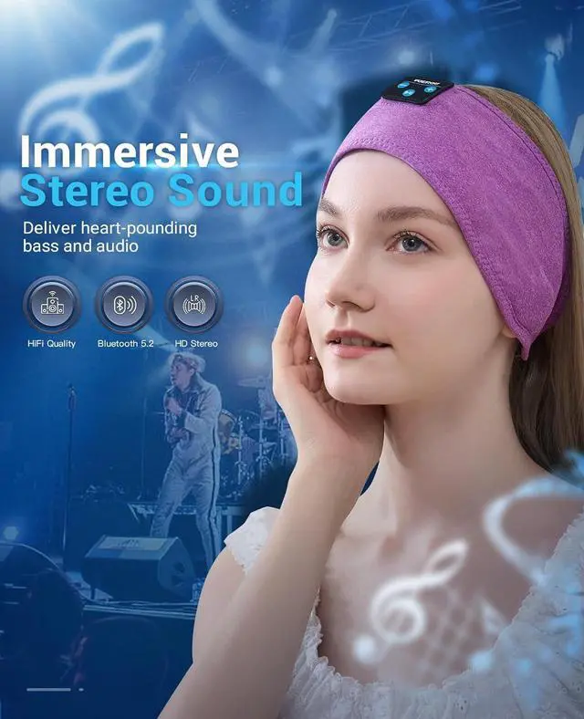 Alt view image 4 of 7 - Voerou Sleep Headphones Wireless Bluetooth - Adjustable Headband Earbuds Washable Sleeping Headphones, Technology Gadgets for Side Sleepers, Workout, Jogging, Yoga, Travel, Meditation
