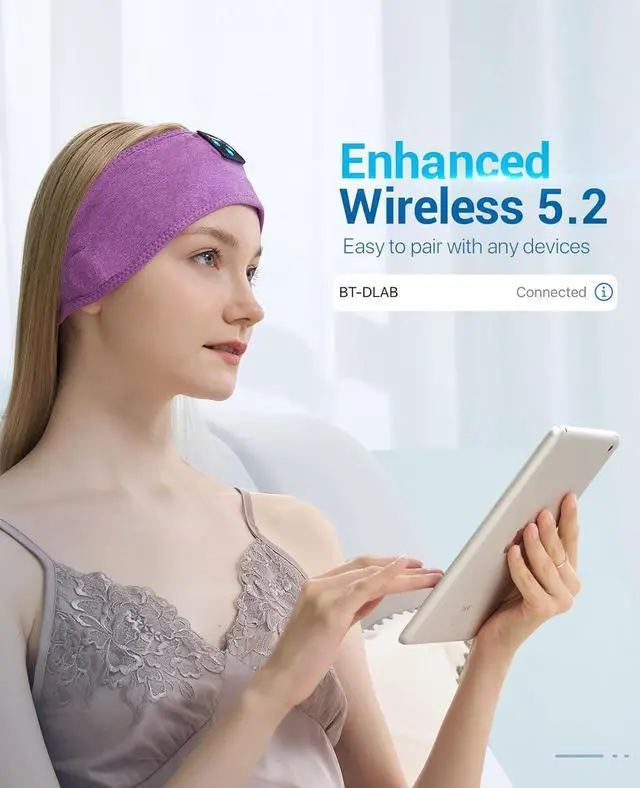Alt view image 2 of 7 - Voerou Sleep Headphones Wireless Bluetooth - Adjustable Headband Earbuds Washable Sleeping Headphones, Technology Gadgets for Side Sleepers, Workout, Jogging, Yoga, Travel, Meditation