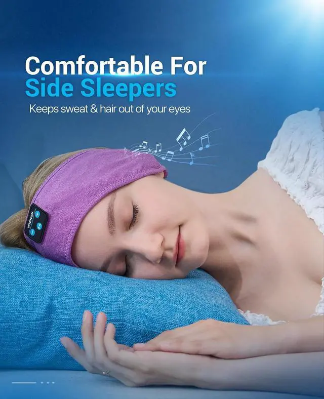 Alt view image 5 of 7 - Voerou Sleep Headphones Wireless Bluetooth - Adjustable Headband Earbuds Washable Sleeping Headphones, Technology Gadgets for Side Sleepers, Workout, Jogging, Yoga, Travel, Meditation