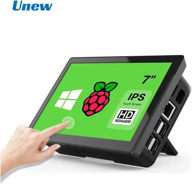 Main image of Unew Portable 7 inch Touch LCD Raspberry Pi 4 5 Screen Industrial Monitor 1024x600 Support HDMI Type-C Display For Laptop Pie 3/4 Banana Orange Pi