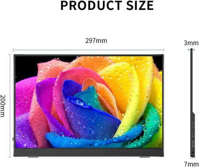 Alt view image 2 of 7 - Unew 13.3 inch 2560x1600 2.5K Portable Gaming Monitor 16:10 60Hz Display External Screen USB Mini HDMI Type-C for Laptops PS3 PS4 Switch Xbox Phone