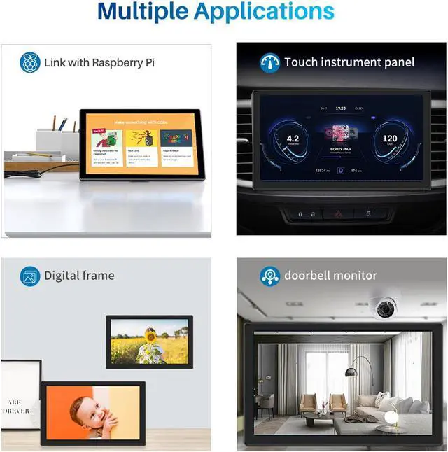 Alt view image 5 of 7 - Unew 10.1 inch Raspberry Pi Touchscreen Monitor 1280x800 HD IPS LCD Display Built-in 1 Fan and 2 Speakers Suit for Type-C USB HDMI Support Pi 5/4 Banana Orange Pi Kodi Windows