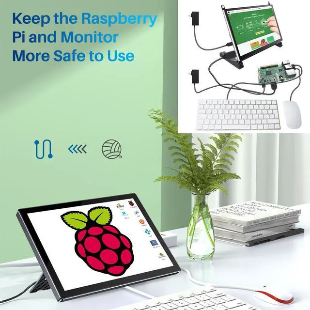 Alt view image 6 of 7 - Unew 10.1 inch Raspberry Pi Touchscreen Monitor 1280x800 HD IPS LCD Display Built-in 1 Fan and 2 Speakers Suit for Type-C USB HDMI Support Pi 5/4 Banana Orange Pi Kodi Windows