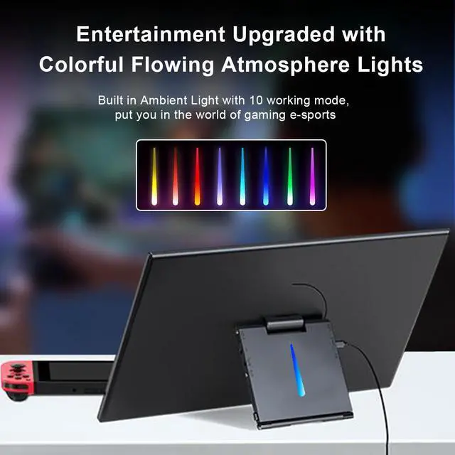 Alt view image 7 of 7 - Unew 15.6 inch Touchscreen Portable Monitor 60Hz LCD 1080 IPS HDMI Gaming Monitor for Xbox Switch Laptop PS4 office Home Extra Display Monitor Type-C HDMI Connect