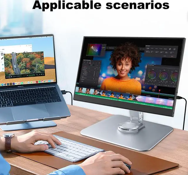 Alt view image 7 of 7 - Unew Portable Monitor Stand Aluminum Alloy Desktop 360 ° Rotation, VESA 75x75mm Suitable for 10~18.5 inch Monitor M4 Screws 5KG Load Capacity Ultra Stable Hold for Laptop Tablet Silver