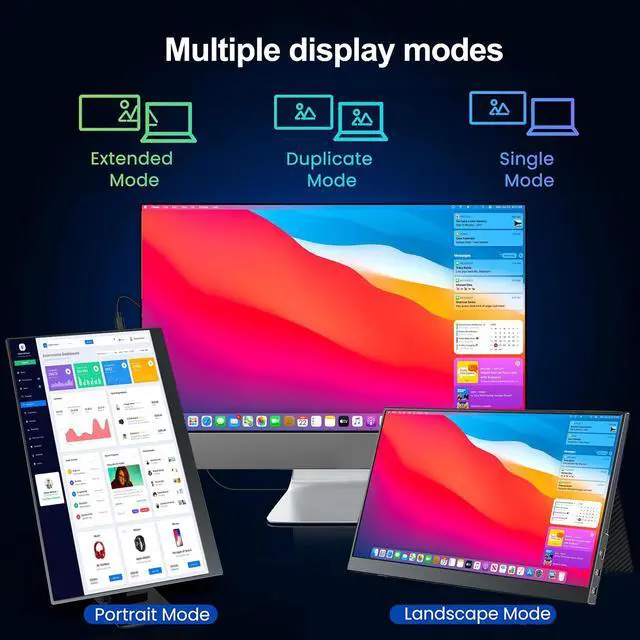 Alt view image 5 of 6 - Unew 15.6 inch Portable Gaming Monitor 1920x1080 120Hz FHD IPS Screen High Refresh Monitor HDMI Type-C for Xbox Switch PS4/5 Laptop Second Display Smart Phone