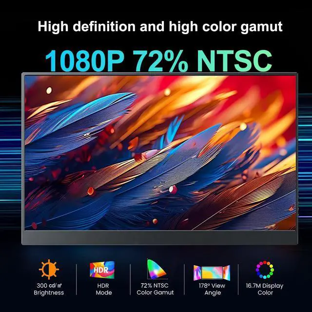 Alt view image 3 of 6 - Unew 15.6 inch Portable Gaming Monitor 1920x1080 120Hz FHD IPS Screen High Refresh Monitor HDMI Type-C for Xbox Switch PS4/5 Laptop Second Display Smart Phone