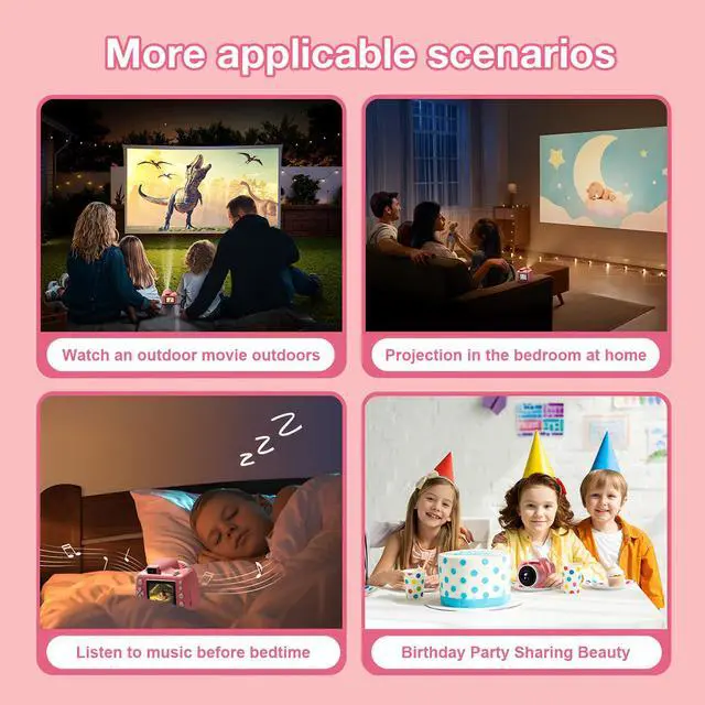 Alt view image 6 of 7 - Unew Cute Toys For Children, Digital Camera, Projector Video Recording With Storage Card 1080P Type-C Charging, Daily Vlog Toys For Kids