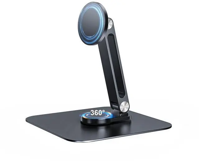 Alt view image 2 of 7 - Unew Black Magnetic Metal Stand 360° Rotatable Holder for Portable Monitor, iPad & iPhone Displays,  Stable 3KG Bracket