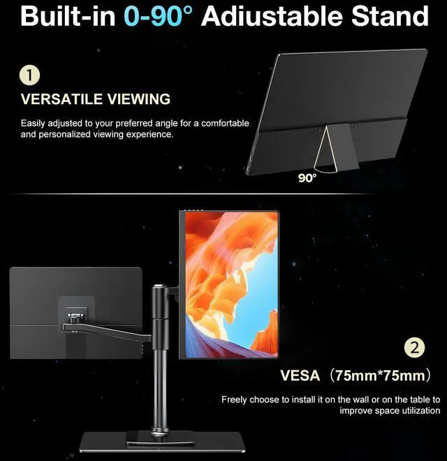 Alt view image 3 of 6 - Unew 14 inch Portable Monitor OLED 3K 120Hz 2880*1800 Low Blue Light HDR Display Touchscreen for Laptop Gaming Monitor PS Switch Xbox