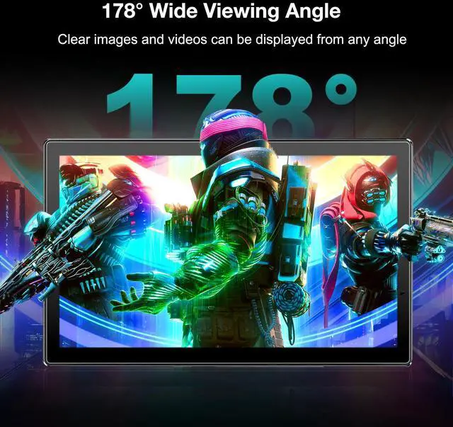 Alt view image 4 of 7 - Unew 10.1 Inch 1920×1200 IPS Portable Monitor, 60Hz TypeC MiniHDMI External Second Screen with Dual Speakers VESA Mountable