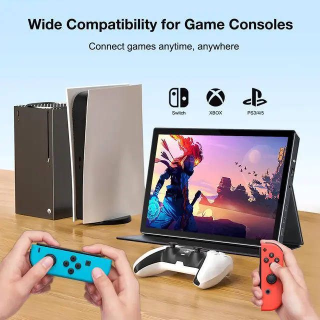 Alt view image 5 of 7 - Unew 10.1 Inch 1920×1200 IPS Touch Portable Monitor, TypeC HDMI External Second Screen with Dual Speakers & VESA Mount
