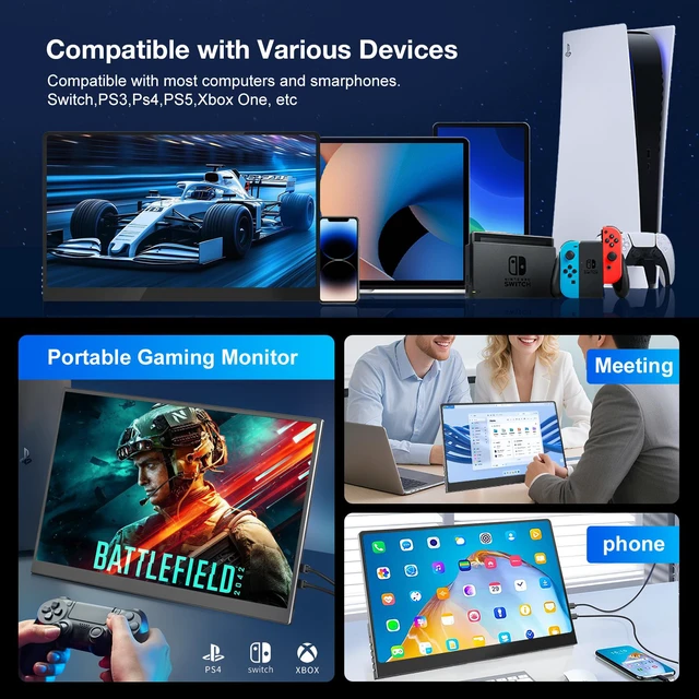 Alt view image 6 of 7 - Unew 14 Inch 2880×1800 3K OLED Portable Monitor, 120Hz 0.1ms TypeC MiniHDMI External Gaming Display with 100% DCIP3