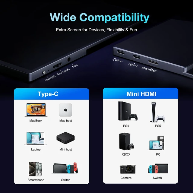 Alt view image 4 of 7 - Unew 15.6" OLED Portable Monitor 3.5K HDR 500 USB-C Mini HDMI Display