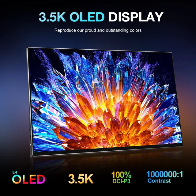 Alt view image 2 of 7 - Unew 15.6" OLED Portable Monitor 3.5K HDR 500 USB-C Mini HDMI Display