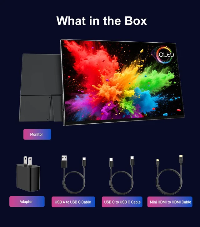 Alt view image 7 of 7 - Unew 15.6" OLED Portable Monitor 3.5K HDR 500 USB-C Mini HDMI Display