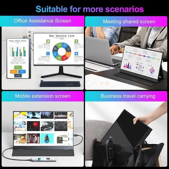 Alt view image 6 of 7 - Unew 15.6 Inch 1080P IPS Portable Monitor with Type-C & Mini HDMI