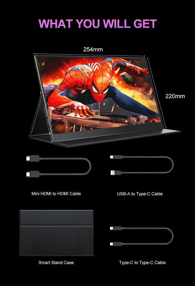 Alt view image 7 of 7 - Unew 15.6 Inch 1080P IPS Portable Monitor with Type-C & Mini HDMI