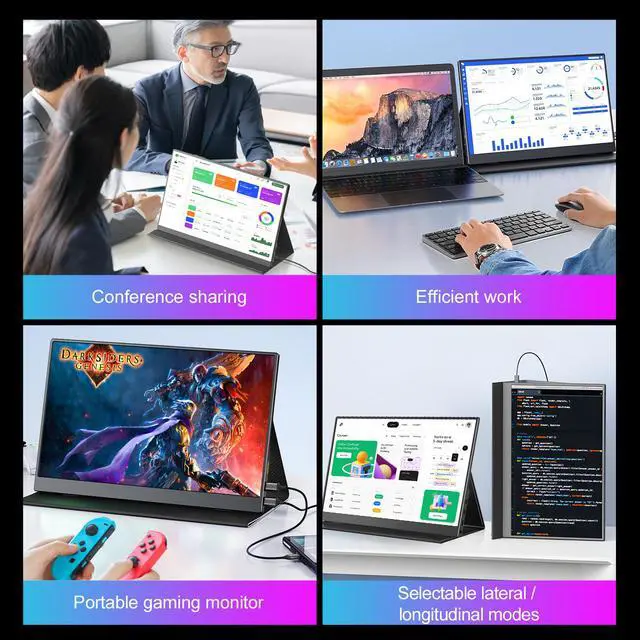 Alt view image 6 of 7 - Unew 15.6 Inch 1080P IPS Touchscreen Portable Monitor with Type-C & Mini HDMI