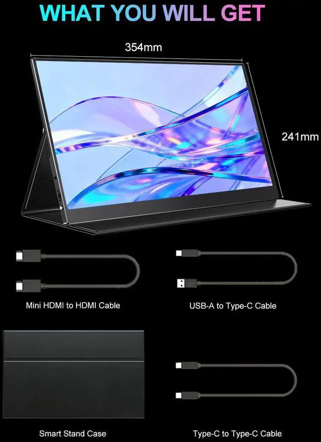 Alt view image 7 of 7 - Unew 16 Inch 2.5K 120Hz IPS Portable Monitor with Type-C & Mini HDMI