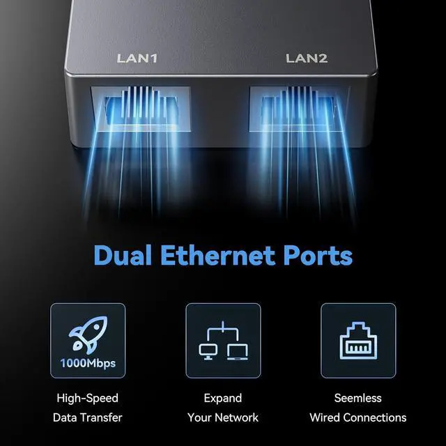 Alt view image 5 of 6 - Starlink Gen2 Dual-Port Ethernet Adapter, Gigabit RJ45 Network Splitter