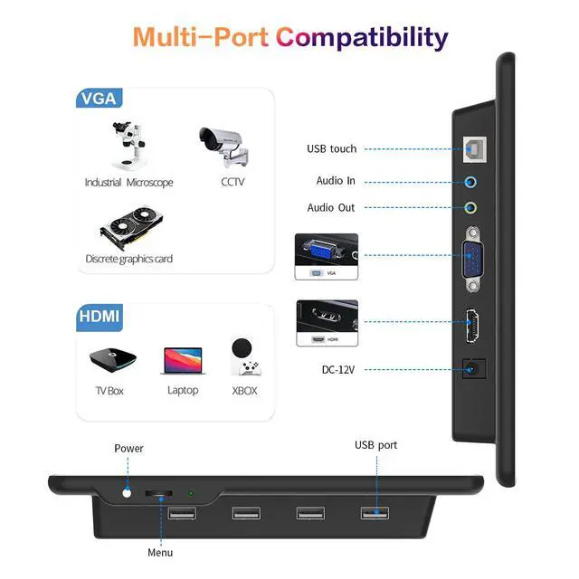 Alt view image 4 of 6 - 13.3 inch Touch Screen Monitor FHD 1920X1080 Suitable for Phone Laptop Inside Speaker Compatible with HDMI VGA USB Type-C