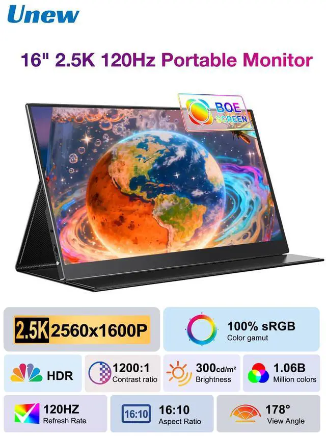 Main image of 16 inch 2.5K 120Hz Portable Monitor IPS 100% sRGB with HDMI/Type-C/Speakers