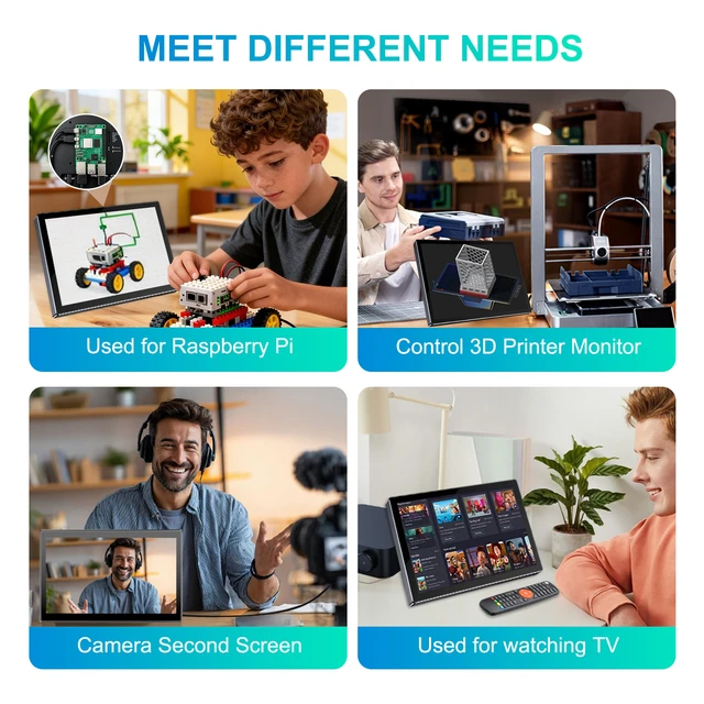 Alt view image 5 of 7 - Unew 10.1 Inch 1920x1200 IPS Touchscreen Portable Monitor, Raspberry Pi 5/4B/3B HDMI Type-C, 10-Point Touch, Dual Speakers