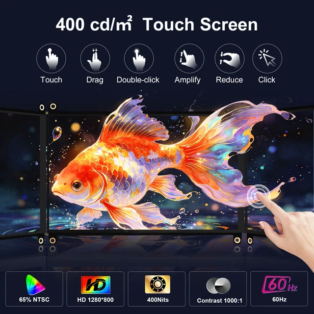 Alt view image 2 of 6 - Unew 8 Inch Raspberry Pi Touchscreen Monitor, HD 1280x800 IPS 10-Point Touch Screen, 400 Nits HDMI USB-C Small Portable Monitor with Dual Speakers for Raspberry Pi 5 4B 3B Windows Mac Linux PC