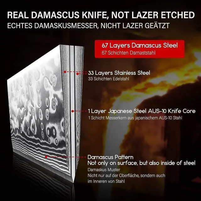 Alt view image 2 of 7 - SHAN ZU Chef Knife 8 Inch Japanese Steel Damascus Kitchen Knife, Professional Kitchen Knives Sharp High Carbon Super Steel Kitchen Utility Knife
