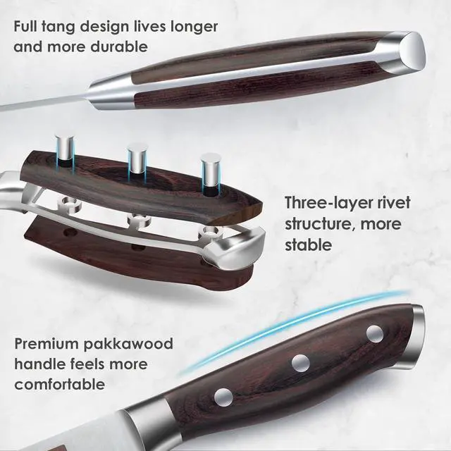 Alt view image 4 of 7 - SHAN ZU 16-Piece Japanese Knife Set - High Carbon Stainless Steel Kitchen Knife Set with Block and Sharpener