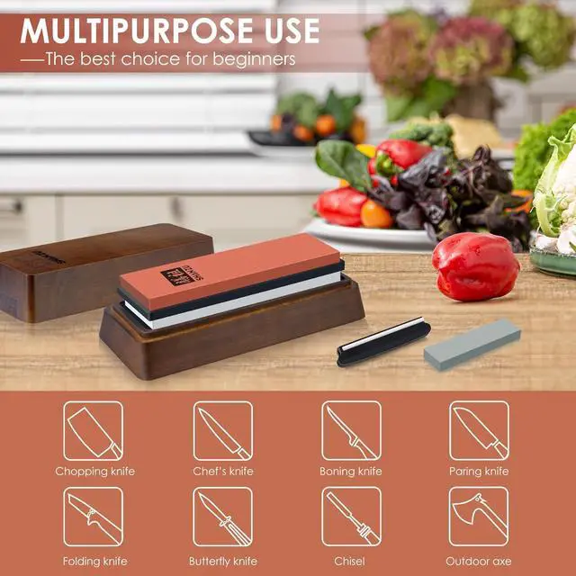 Alt view image 6 of 6 - SHAN ZU 2 Pcs Knife Sharpener Stone Set with Storage Box Whetstone Grit 1000/5000 Knife Sharpening Stone with Non-Slip Silicone Base and Angle Guide Whetstone Knife Sharpening Kit for Kitchen Knives