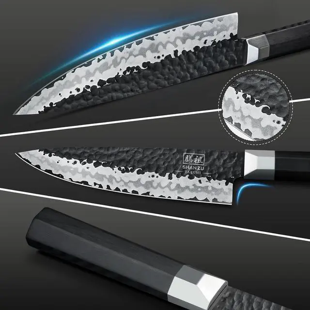 Alt view image 4 of 7 - SHAN ZU Japanese Chef Knife 8 Inch, Hand Forged Kitchen Knife 7 Layers 9Cr18MoV High Carbon Steel Kitchen Utility Knives,Ultra Sharp Gyuto Knife with G10 Ergonomic Handle