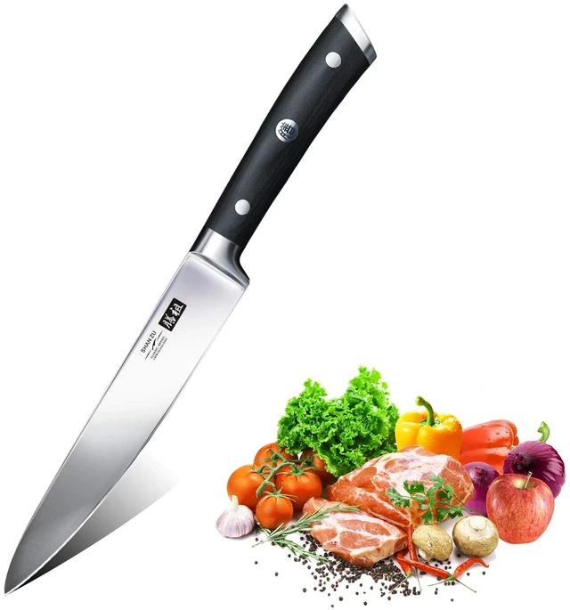 Main image of Utility Kitchen Knife,SHAN ZU Chef Knife 6 inches,German High Carbon Stainless Steel Chefs Knife with Gift Box- Classic Series