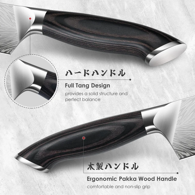 Alt view image 3 of 7 - SHAN ZU Kitchen Knife, Santoku Knife 20cm Professional High Carbon Powder Steel Japanese Knives, Ultra Sharp Kitchen Utility Knives with Ergonomic Pakka Wooden Handle
