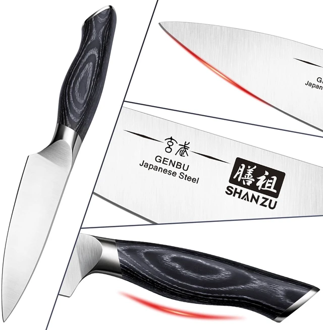 Alt view image 3 of 7 - SHAN ZU 3.75 Inch Paring Knife, Japanese Super Steel Professional Fruit Knife, Ultra Sharp Carving Knife with K133 Ergonomic Handle, Black Tortoise Genbu Series