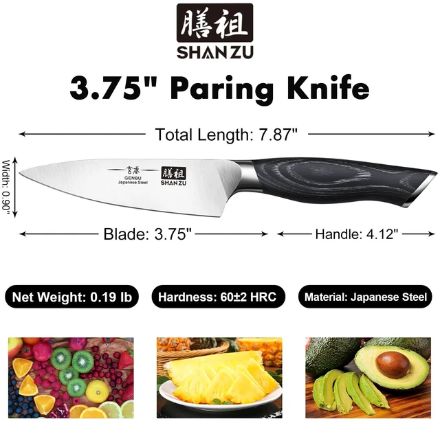 Alt view image 5 of 7 - SHAN ZU 3.75 Inch Paring Knife, Japanese Super Steel Professional Fruit Knife, Ultra Sharp Carving Knife with K133 Ergonomic Handle, Black Tortoise Genbu Series