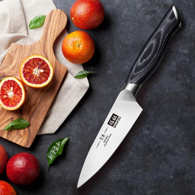 Alt view image 6 of 7 - SHAN ZU 3.75 Inch Paring Knife, Japanese Super Steel Professional Fruit Knife, Ultra Sharp Carving Knife with K133 Ergonomic Handle, Black Tortoise Genbu Series