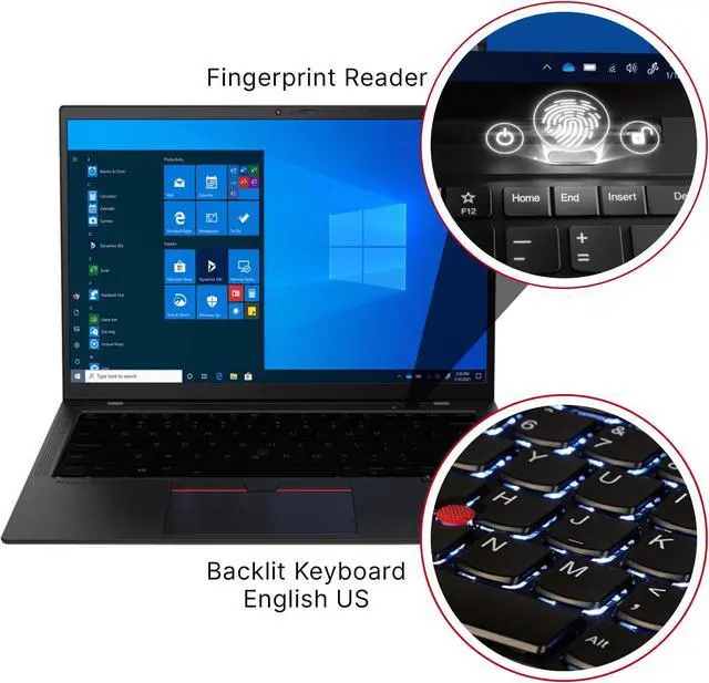 Alt view image 5 of 7 - Lenovo ThinkPad X1 Carbon Gen 8, 14" FHD Touch, Intel Core i7-10610U, 16GB, 512GB SSD, HDMI, Fingerprint, Wi-Fi, Bluetooth, Backlit Keyboard, Win10 Pro