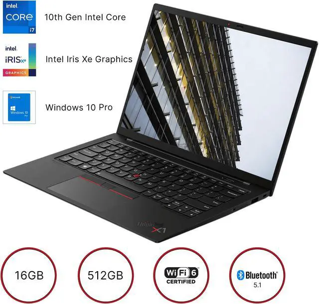 Alt view image 2 of 7 - Lenovo ThinkPad X1 Carbon Gen 8, 14" FHD Touch, Intel Core i7-10610U, 16GB, 512GB SSD, HDMI, Fingerprint, Wi-Fi, Bluetooth, Backlit Keyboard, Win10 Pro