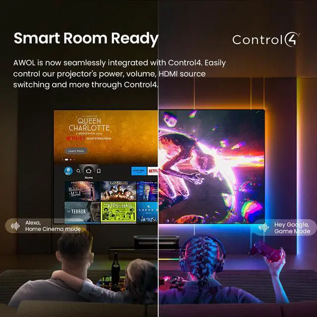 Alt view image 5 of 7 - AWOL VISION LTV-3000 Pro 4K 3D Triple Laser Ultra Short Throw Projector, HDR10+, Dolby Atmos, Dolby Vision, Smart Room Laser TV