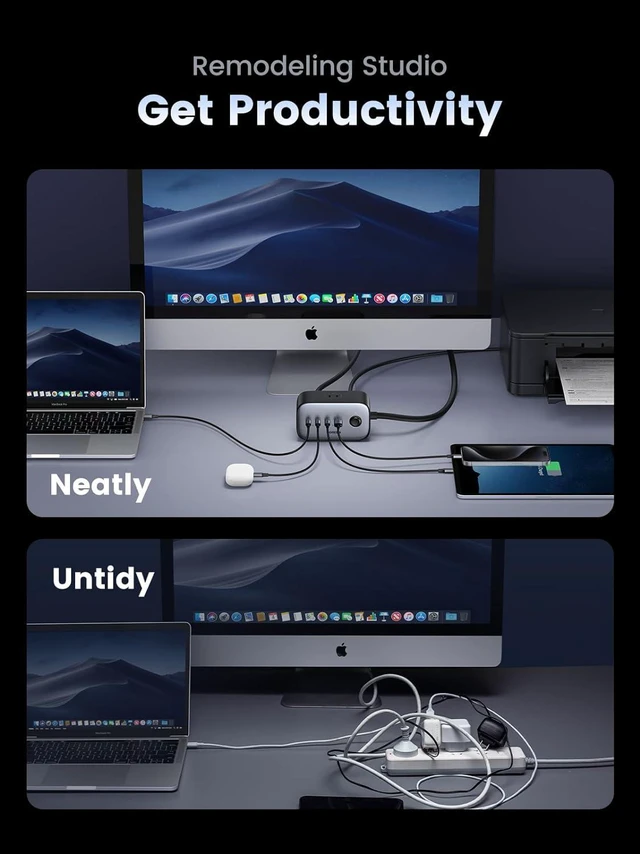 Alt view image 3 of 5 - UGREEN 100W Desktop Charging Station, Nexode GaN Power Bar