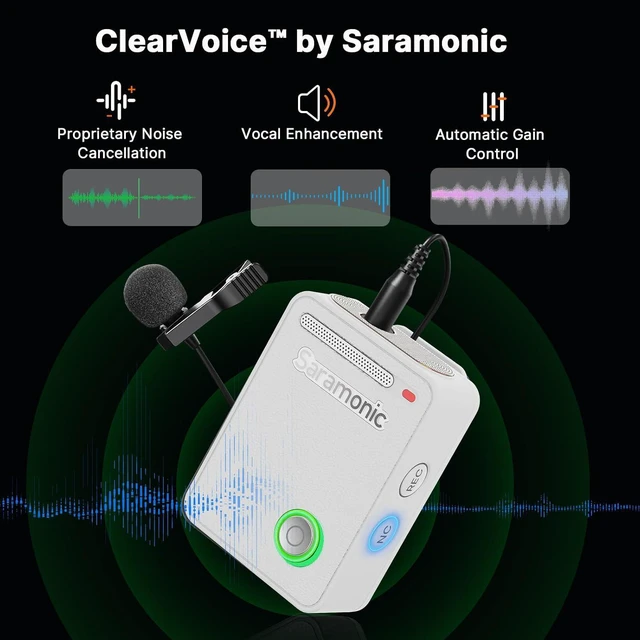 Alt view image 4 of 7 - Saramonic Ultra 04 Wireless Lavalier Microphone System 32Bit Float with Noise Cancellation and 984 ft Range (White)
