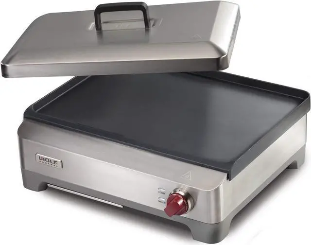 Main image of Precision Electric Griddle, Indoor Grill, 200 sq. in, Nonstick Coating, Advanced Temperature Control, Stainless Steel, Red Knob (WGGR100S)