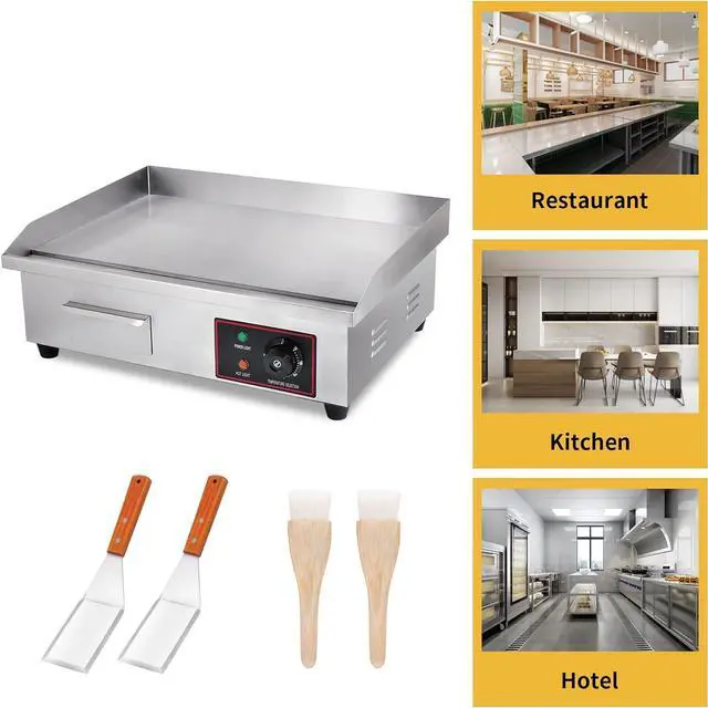 Alt view image 6 of 7 - Heuyrao 22" Commercial Electric Griddle, 3000W 110V Electric Flat Top Grill, Countertop Griddle with Shovels and Brushes for Restaurant Kitchens